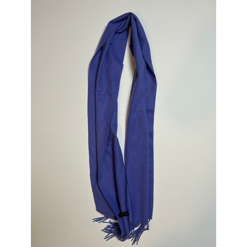 Enzo Mantovani 100% Cashmere Scarf Periwinkle Blue Purple Fringe Winter Cozy